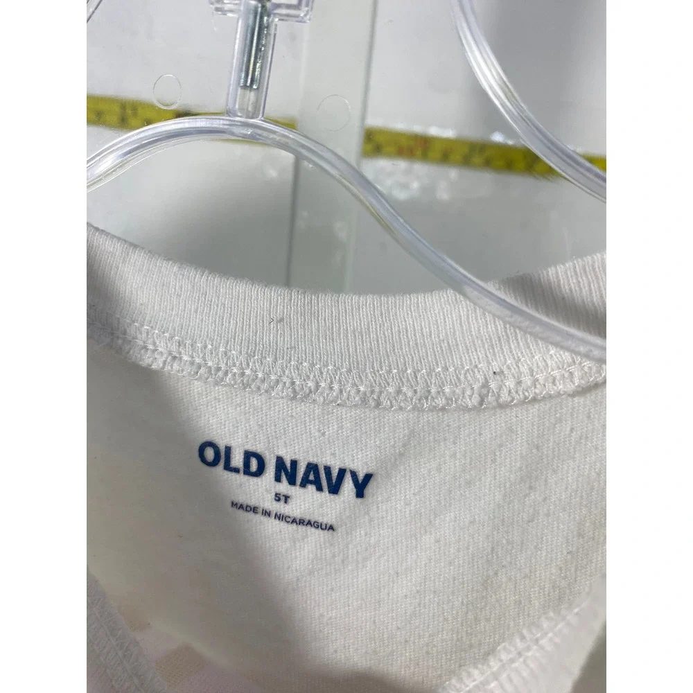 Old Navy First Day of School Apple Graphic Tee White 5T Short Sleeve T-Shirt